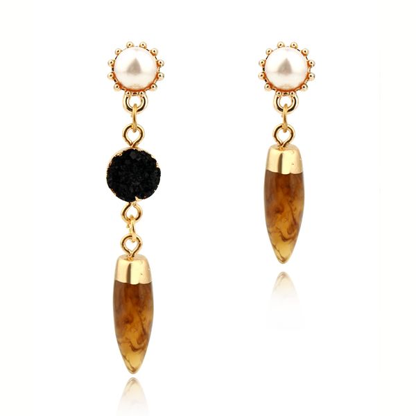 

dayoff europe irrgular pearl resin dangle earrings women jewelry handmade personality earrings gold long dangle e616, Silver
