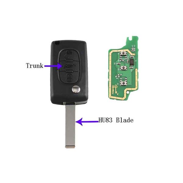 

3buttons trunk hu83 blade&433mhz pcf7961 chip remote key for peugeot for citroen ce0536 ask signal