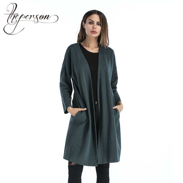 

long knitting unlined long cardigan knitting sweater autumn and winter unlined upper garment, White;black
