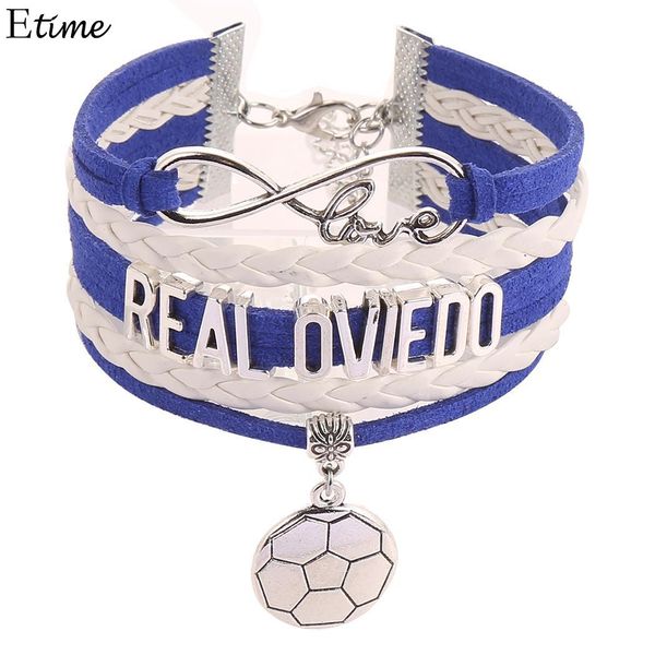 

cuff infinity love letters football pattern pendant braided bracelet, White