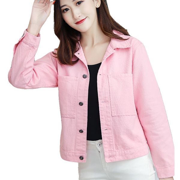 

women basic coats autumn winter denim jacket woman 2018 long sleeve slim outerwear short jeans jacket coats casaco feminino new, Black;brown