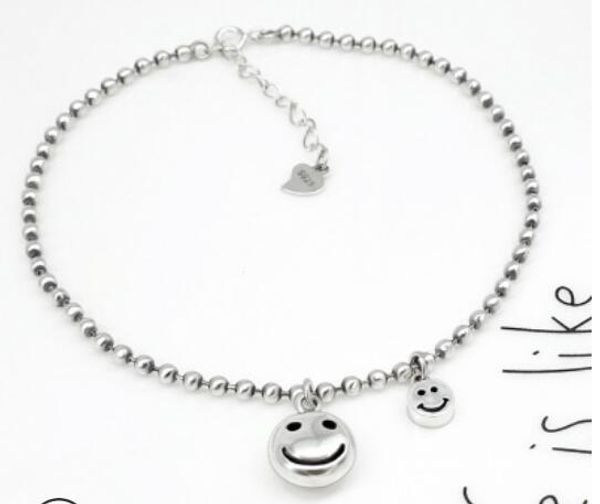 

s925 sterling silver bracelet luxury jewelry simple bracelet with smile for women /girls new fashion of ship, Black