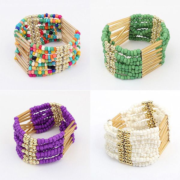 

bohemian charming lady girls beaded bracelet 1 pc multilayer new fashion women bracelets fine jewelry hot, Black