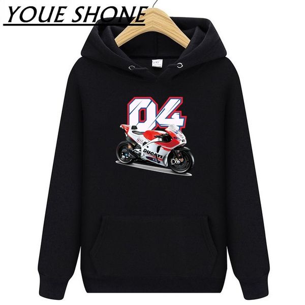 

motogp andrea dovizioso 04 hoodies sweatshirt outdoor sportwear men fleece hooded jacket coat men's fitness basic pullover, Black