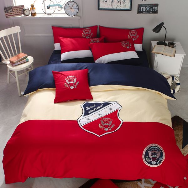 

2018new cotton twill embroidery bedclothes duvet/quilt cover bed linen sheet set 4 pieces bedding sets