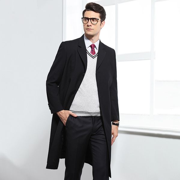 

2018 autumn long style men coats casual trench coat men,men's fashion casual jacket ,size  to xxxl, Tan;black