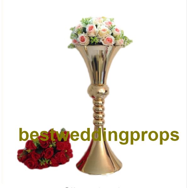 H65cm) prata / ouro / branco / preto chapeado trompete mental vasos organizar suporte para mesa de casamento peça central best0210