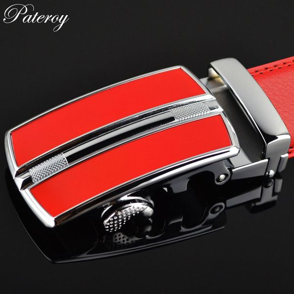 

pateroy leather belt men designer belts men red automatic buckle cinto cinturones hombre ceinture homme mens belts, Black;brown