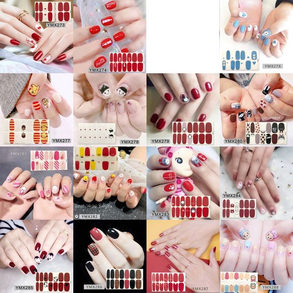 

nail art full-cover sticker sheet 14tips sticker polish ymx273-288, Black