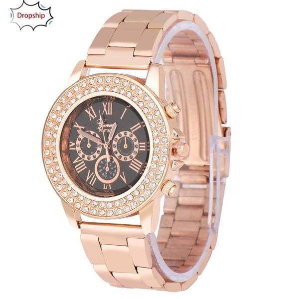 

otoky women watches women men diamond three eyes metal band analog quartz fashion wrist watch business watch dropshipingaug13, Slivery;brown