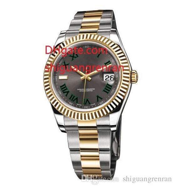

роскошь высокое качество Мужчины Часы Sapphire 41мм 116333 18K Yellow Gold Steel Gray Roman циферблатом