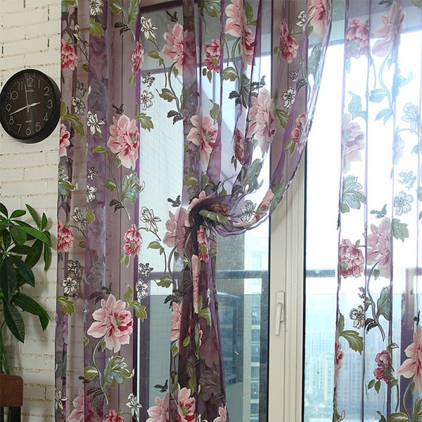 2019 Window Curtains Durable Floral Tulle Voile Curtain Sheer