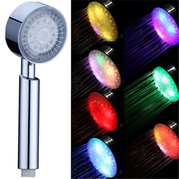 

newly colorful handheld 7color led romantic light water bath home bathroom shower head glow