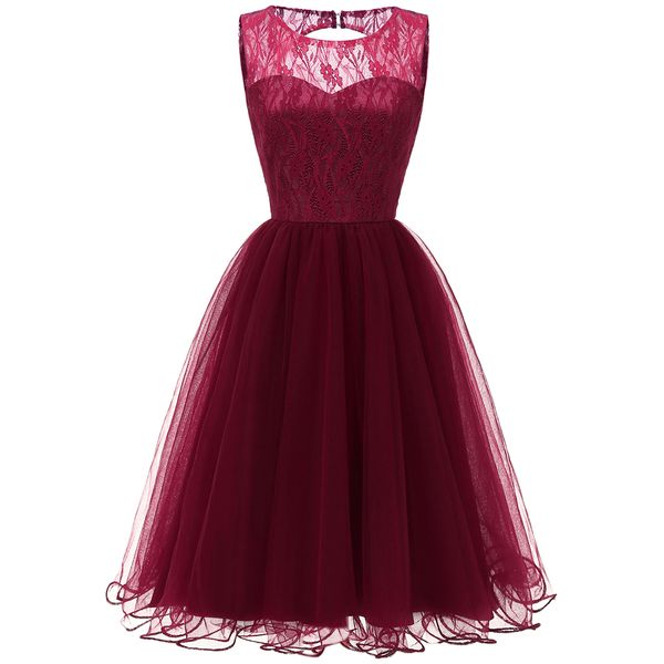 

dower me элегантный o-образным вырезом без рукавов свадебное платье выдалбливают-line vestidos лето женская сетка бордовый тюль кружевное пл, White;black