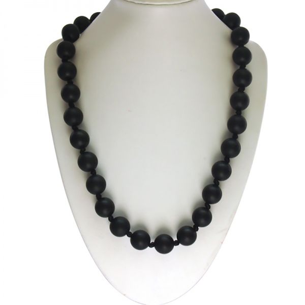 

silicone teething necklace for baby chew fashion round beaded necklace jewelry baby food grade silicone chewing toy teether soother, Silver