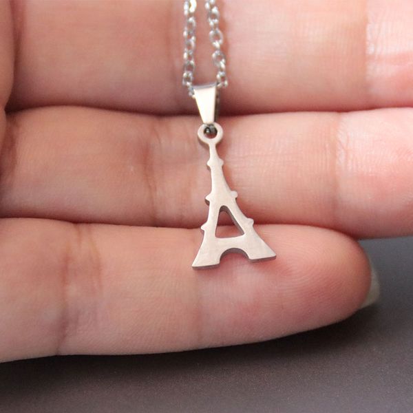 

1pc the eiffel tower stainless steel necklace minimalist french pendants necklaces women men fashion jewelry accessories, Silver