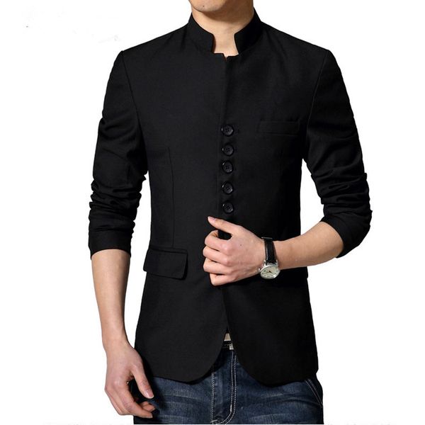 

mens stand collar suits slim fit 8 buttons fashion chinese tang suits gentlemen stylish casual set tangsuit man fs-104, White;black