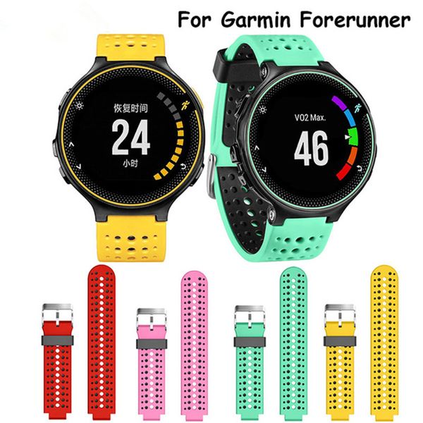 Cinturino per orologio da polso di ricambio in silicone morbido con cinturino a due colori per Garmin Forerunner 220 230 235 620 630252q