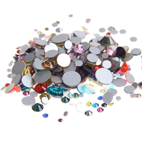 

mixed sizes and colors about 330pcs 2028 2058 flatback glass crystal non ix flatback rhinestones diy nails art decorations, Silver;gold