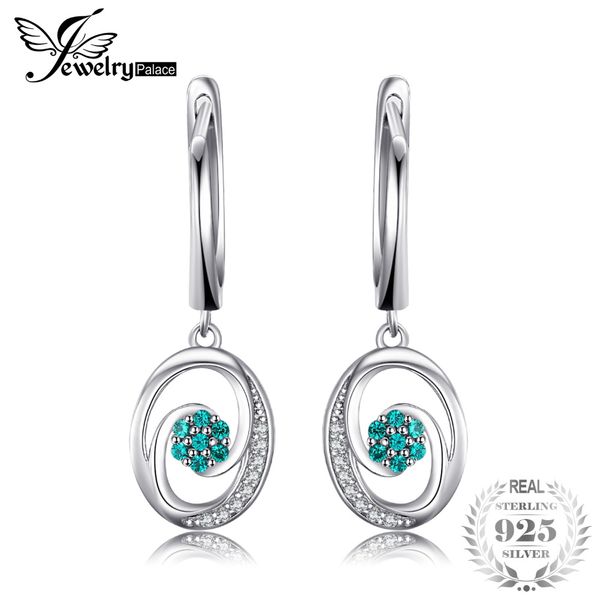 

jewelrypalace fashion 0.16 ct created emerald drop earrings genuine 925 sterling silver jewelry engagement party women earrings, Golden;silver