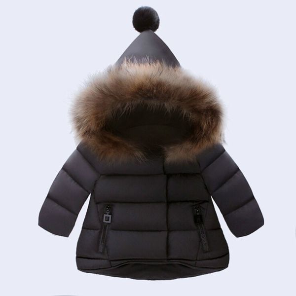 

new arrived baby girl winter down coat 2018 kids thick clothing children warm outwear infant padded jacket beige red black color, Blue;gray
