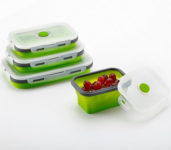 Силиконовая коробка для завтрака Портативная миска Красочный складной контейнер для пищевых продуктов Lunchbox 350/500/800/1200 мл Экологичный c729
