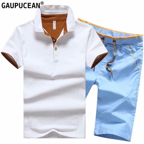 

man shirt set 100% cotton summer white grey navy black male quality short sleeve knee length men -shirts shorts suit, Gray