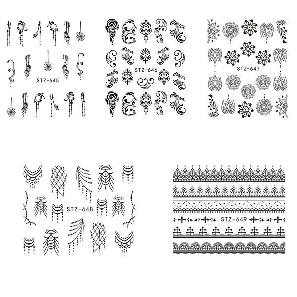

flower 3d nail art sticker dandelion diy beauty nail decal wraps necklace collar manicure tatoos, Black