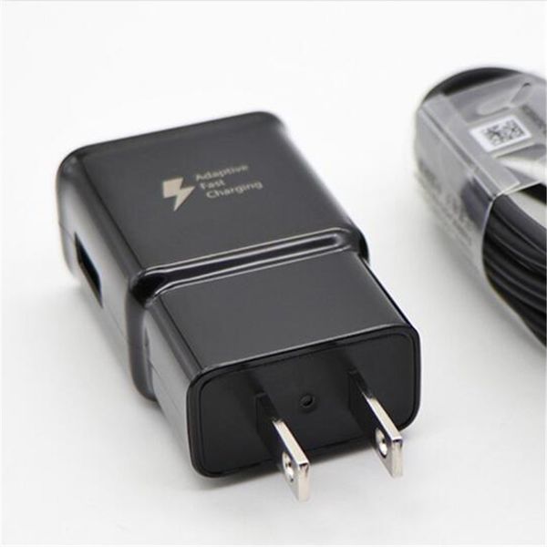 

black for samsung galaxy s8 s8 plus note 8 fast chip charger universal travel wall charging adapter eu us with 1.2m type-c cable 50pcs/lot