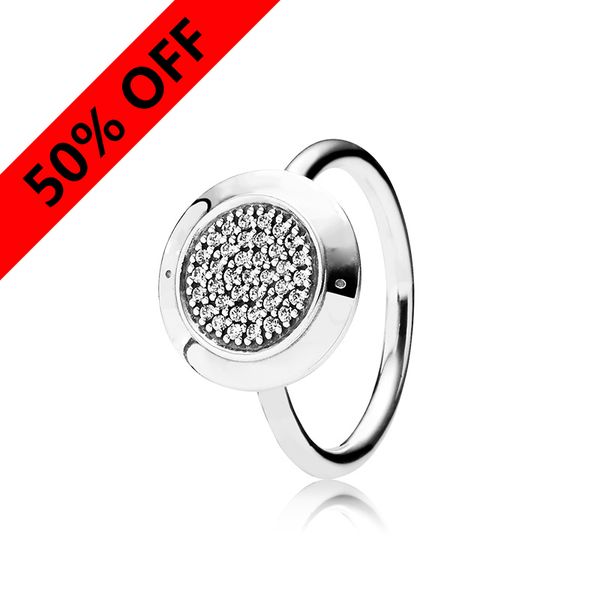 

925 Sterling Silver CZ pave Classic design Disc RING with Logo Original box for Pandora Silver Jewelry Rings Christmas Gift for Women