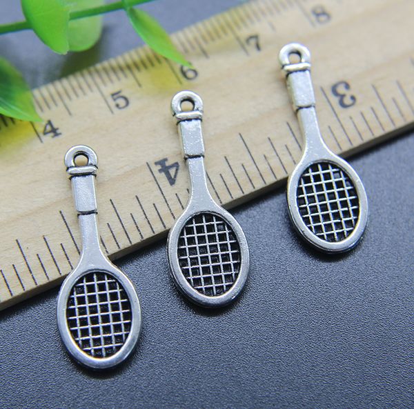 Toptan 100 adet Tenis Raketi Alaşım Charms Kolye Retro Takı Yapımı DIY Anahtarlık Antik Gümüş Kolye Bilezik Küpe Için 29 * 10mm