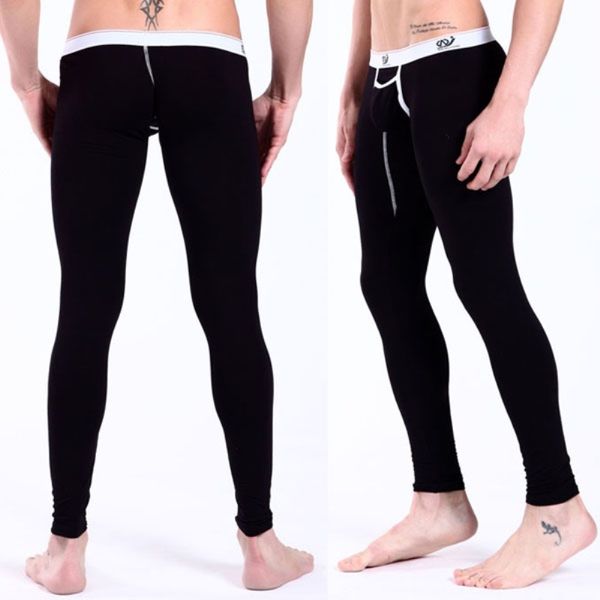 

coming men's long johns thermal pants low rise modal leggings underwear, Black;brown