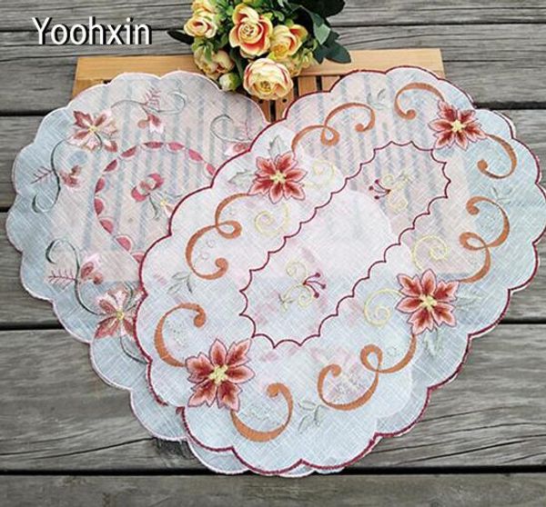 

29*45cm new lace embroidery table place mat pad cloth cup holder glass coffee christmas placemat mug drink doily kitchen