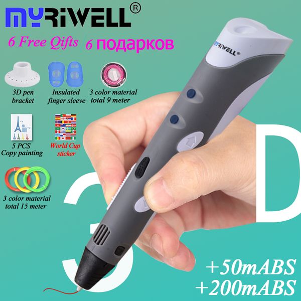 

myriwell 3d printing pen filament lcd display with 20 color abs100m plastic filament painting children's birthday gift pen, Black;red