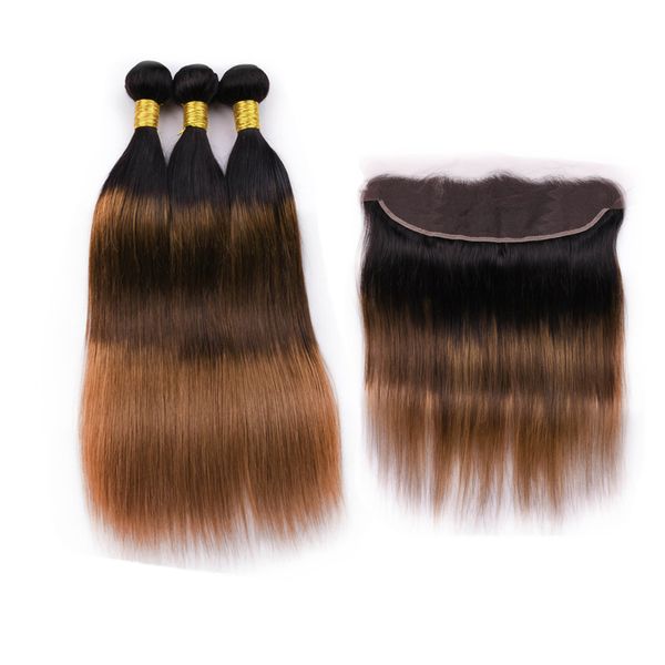 Ombre Brown 1b 4 30 Ombre Frontal Closure With Hair Weaves Three