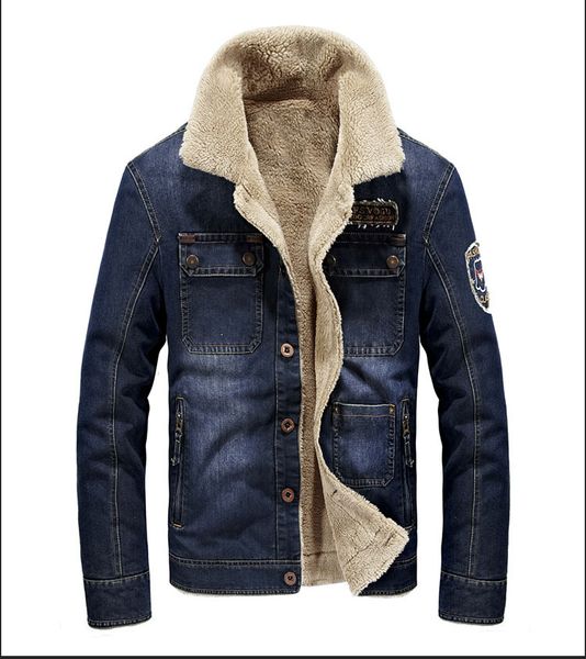 

2018 Мужская флисовая джинсовая куртка зимняя мода высокое качество плюс размер фл