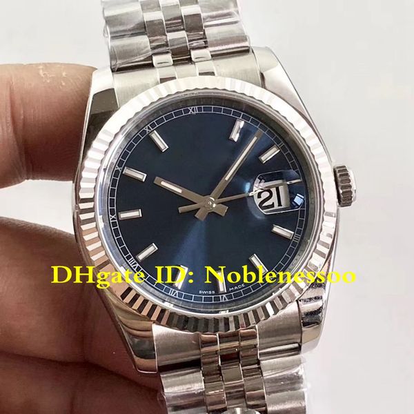 

Eta 3135 automatic movement watch luxury men women 36mm dateju t 116234 blue dial jublilee trap 904l teel watche, Slivery;brown