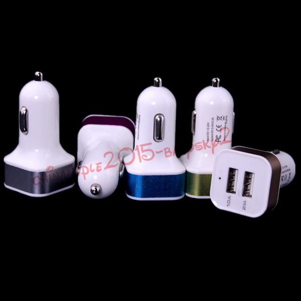

dual usb car charger adapter 2 usb port 2.1+1a smart car charger for iphone samsung phone car charging accessories