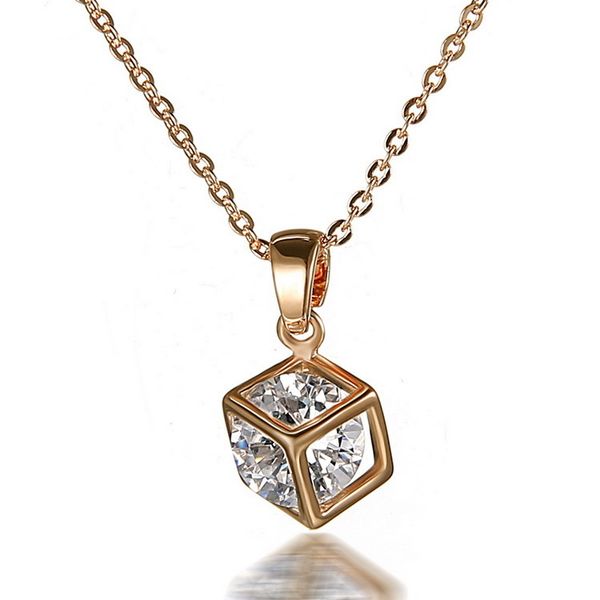 

new fashion necklace korean cubic box zircon pendant jewelry spot wholesale, Silver