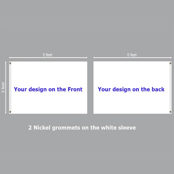 

3x5 feet custom print double sided flag with 2 grommets on white sleeve