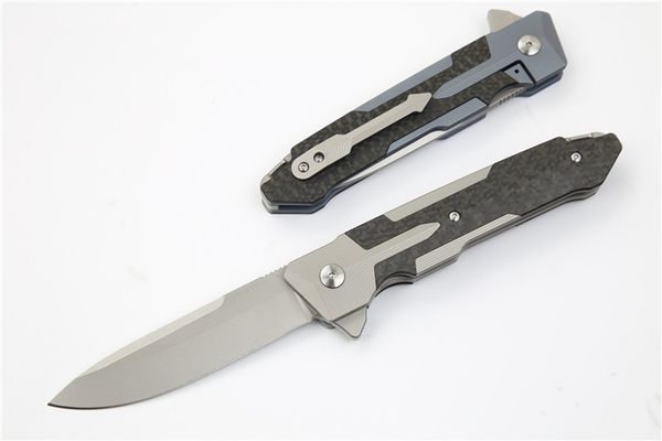 

2018 New High End Sparta Flipper Knife S35VN Stone Wash Blade Carbon Fiber + TC4 Titanium Alloy Handle EDC Pocket Folding Knives Nylon Case