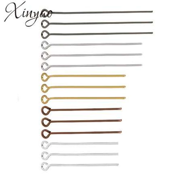 

xinyao 200pcs gold silver color eye head pins 20 30 40 50 mm eye pins findings for diy jewelry making jewelry accessories f117, Blue;slivery