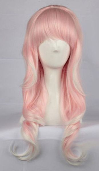 

long wig white and pink 60-65cm, cosplay lolita, Black;brown