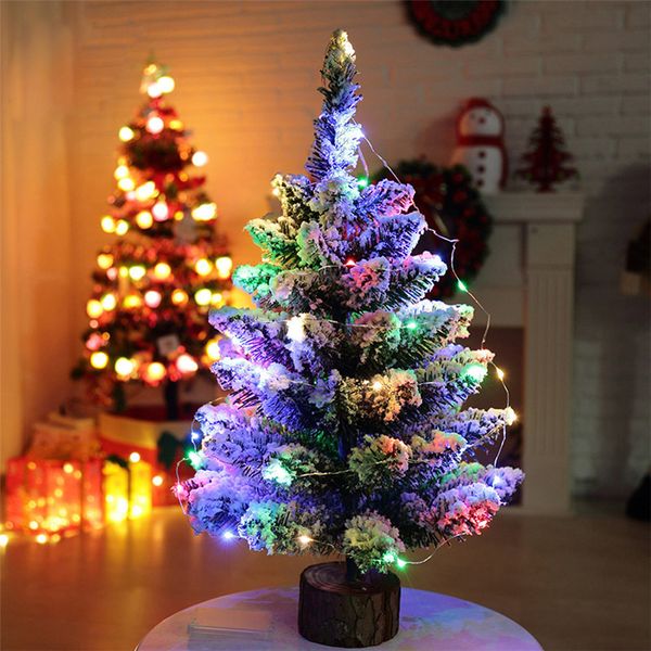 

e5 artificial flocking snow christmas tree led multicolor lights holiday window decorations jul18