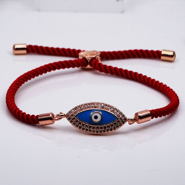 

micro - set zircon magic eye shape bracelet connecting the rice blue rope hand chain simple design hand chain adjustable rope jewelry, Black