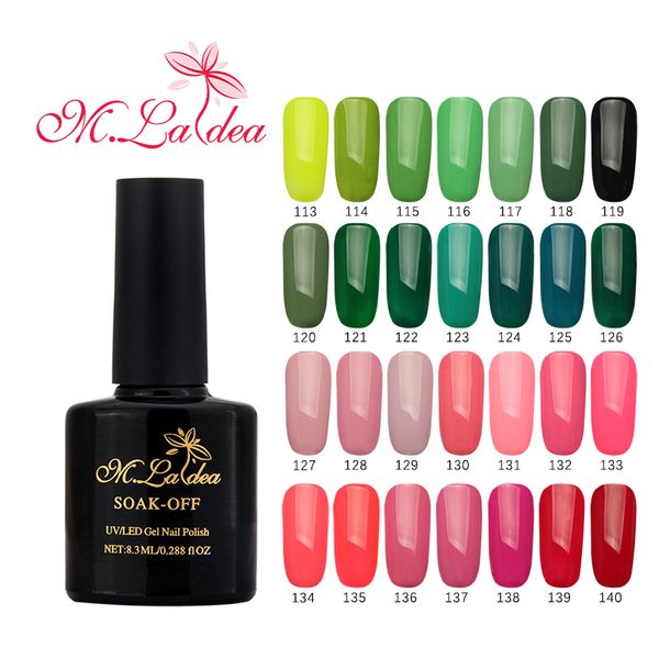 

8.3ml m.ladea good color gel polish 113-140 bling color led uv nail gel polish coat, Red;pink