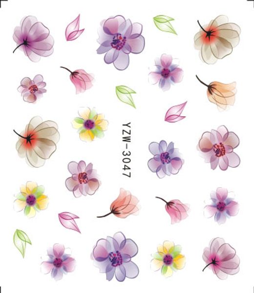 

designs 3d/water purple beautiful flower sticker nail art sticker nail foils for diy manicure decorations, Black