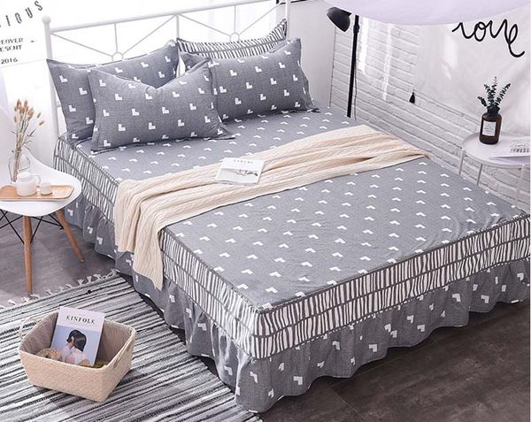 

1pcs twin full queen 100% cotton bedding bed skirt bedspreads mattress protective cover anti slip bed skirt fitted bedspread