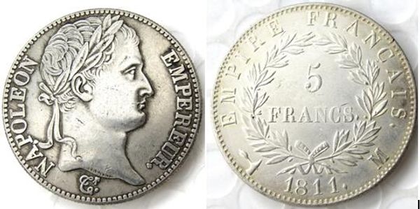 

1811 m france ilver plated 5 franc napoleon rouen mint copy bra craft ornament replica coin home decoration acce orie