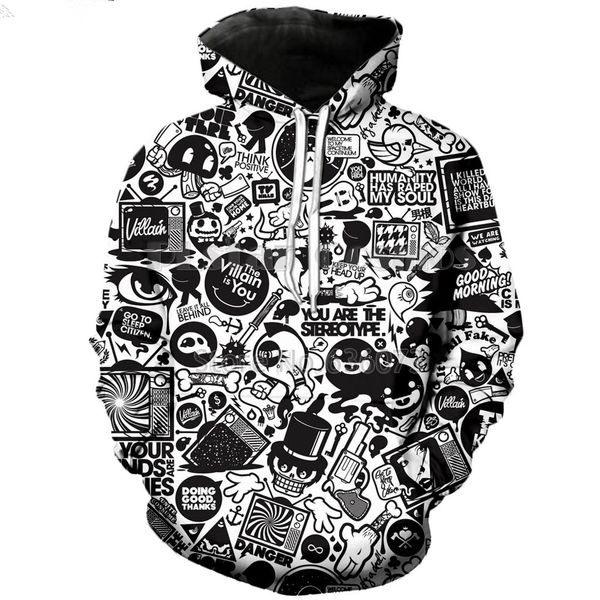 

fashion villain characters cartoon 3d print hoodies fashion clothing women/men sweatshirt casual pullovers k394, Black